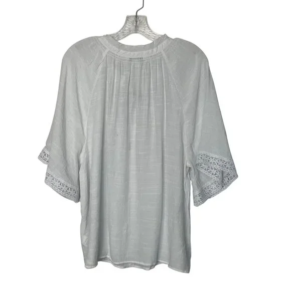 Counterparts Blouse Womens Medium White New Boho Front Tie - Picture 2 of 10